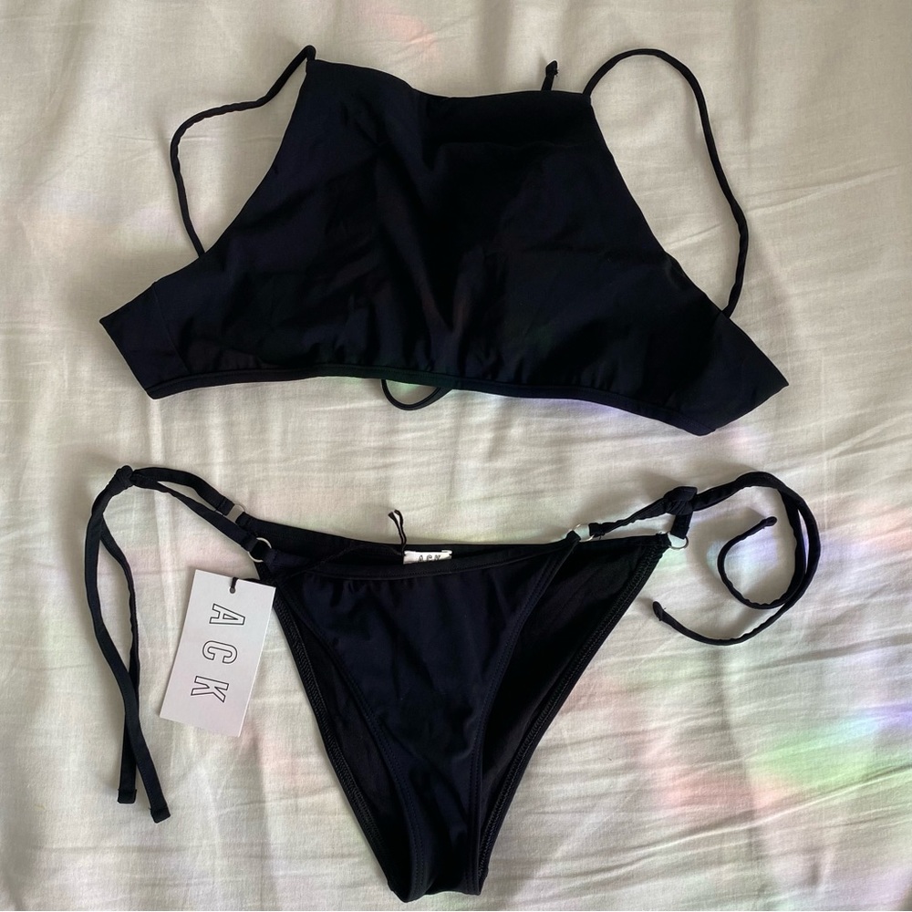 NWT Ack Work. Black Bikini. Size S